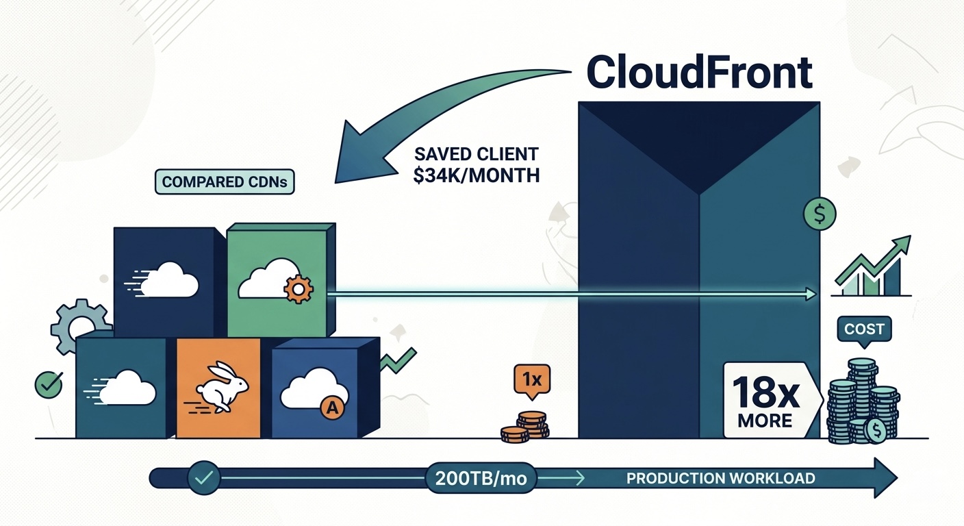 CDN Cost Showdown 2026: CloudFront vs Cloudflare vs Bunny vs Fastly (We Saved a Client $34K/Month)